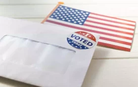 I voted sticker with flag