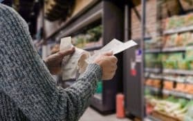 man looking at receipts